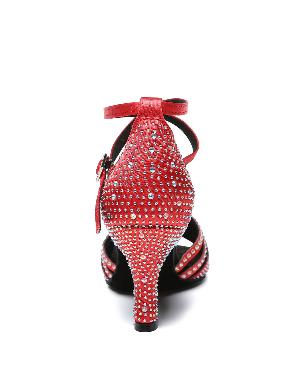 Red Strappy Rhinestone Latin Ballroom Shoes