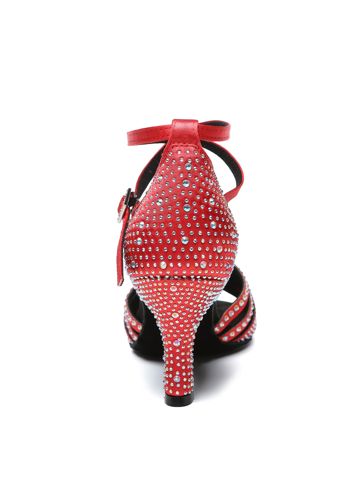 Red Strappy Rhinestone Latin Ballroom Shoes