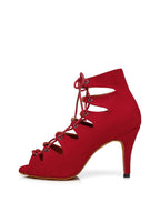 Red Suede Lace-Up Dance Boots