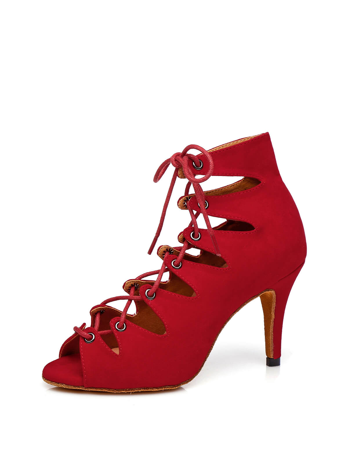 Red Suede Lace-Up Dance Boots
