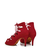 Red Suede Lace-Up Dance Boots