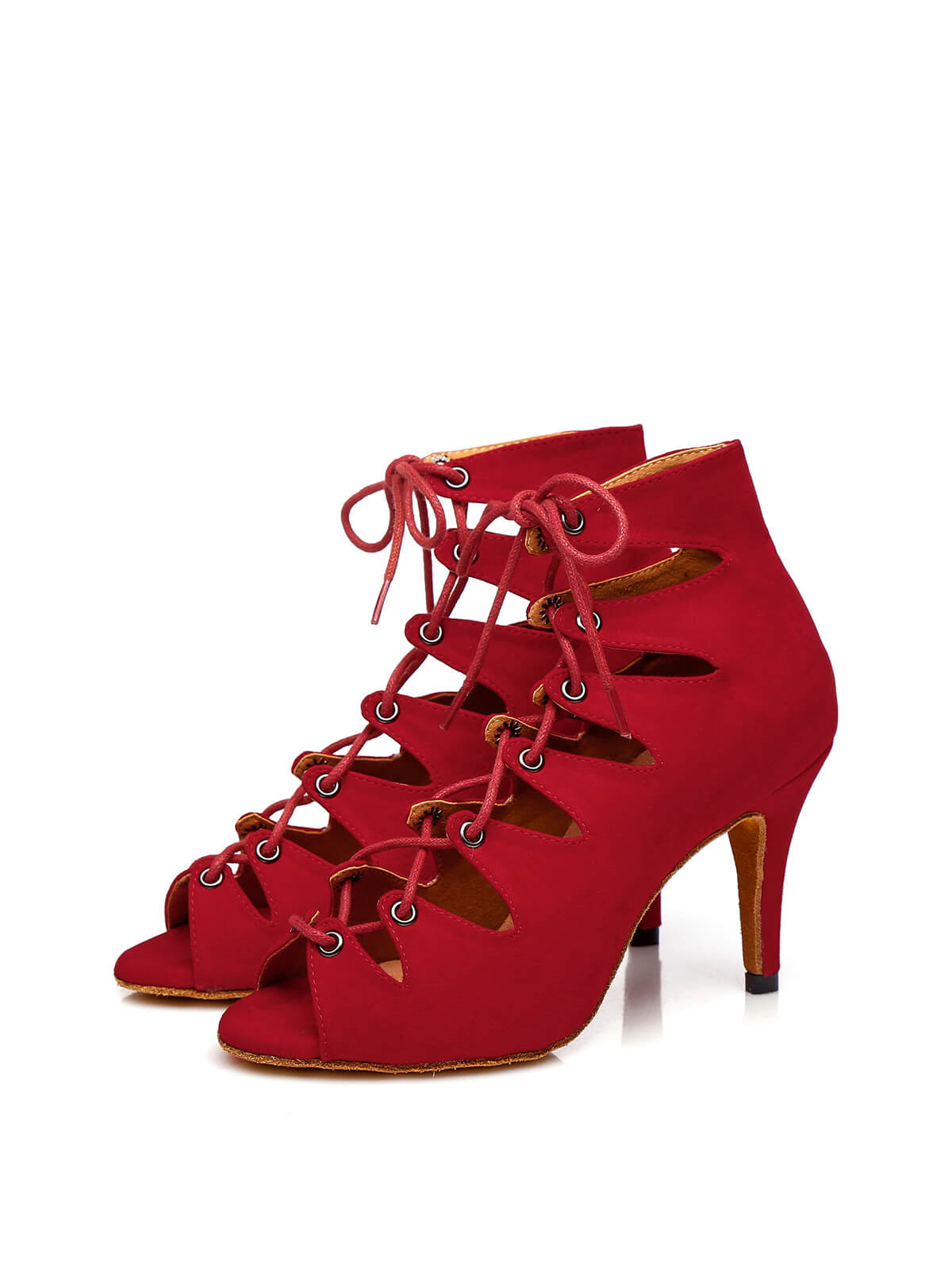 Red Suede Lace-Up Dance Boots