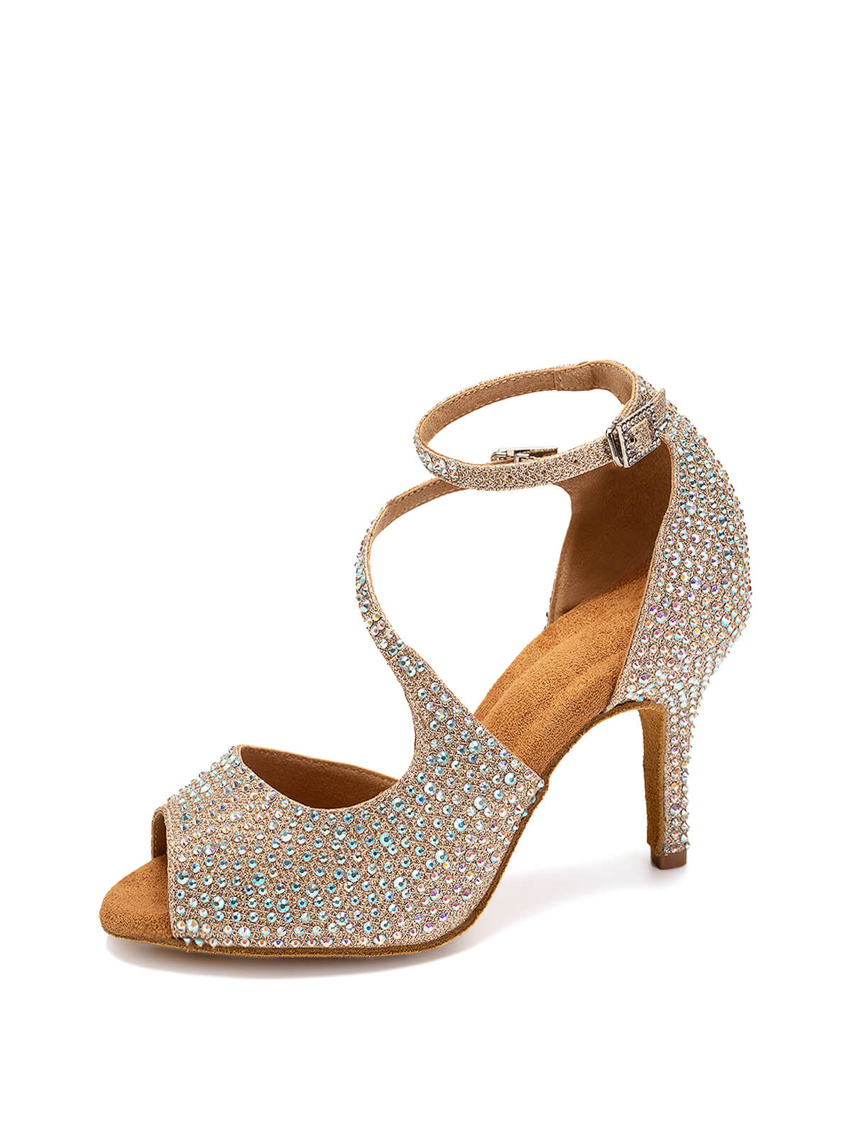 Gold Rhinestone Latin Ballroom Dance Shoes