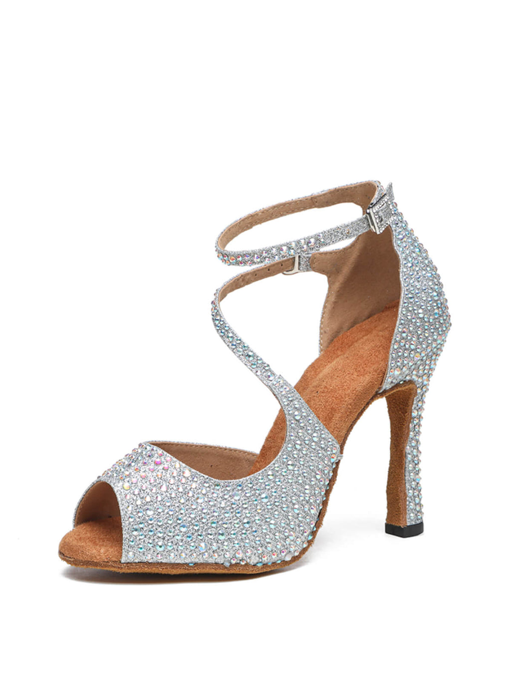 Silver Rhinestone Latin Ballroom Dance Shoes