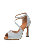 Silver Rhinestone Latin Ballroom Dance Shoes