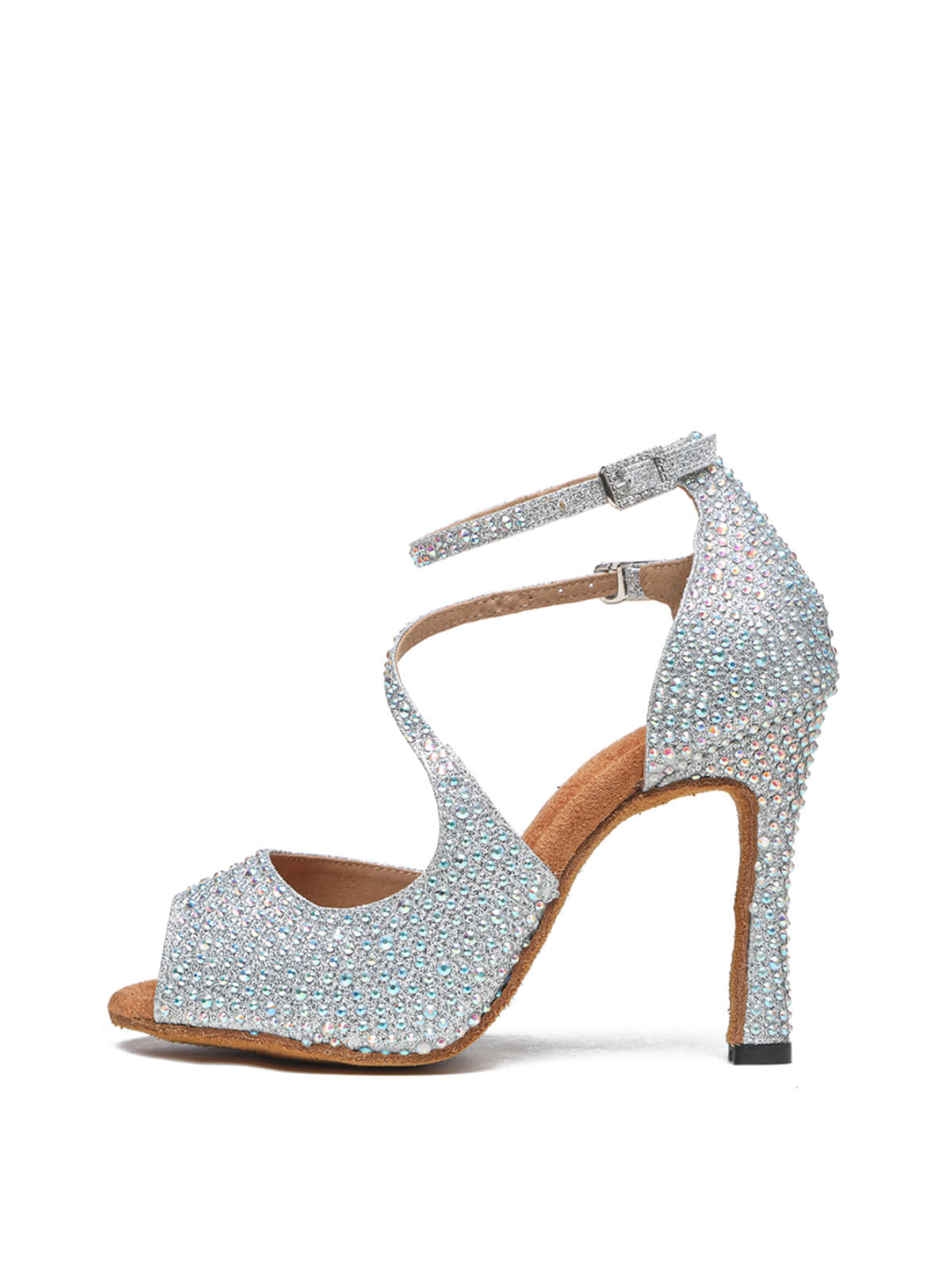 Silver Rhinestone Latin Ballroom Dance Shoes