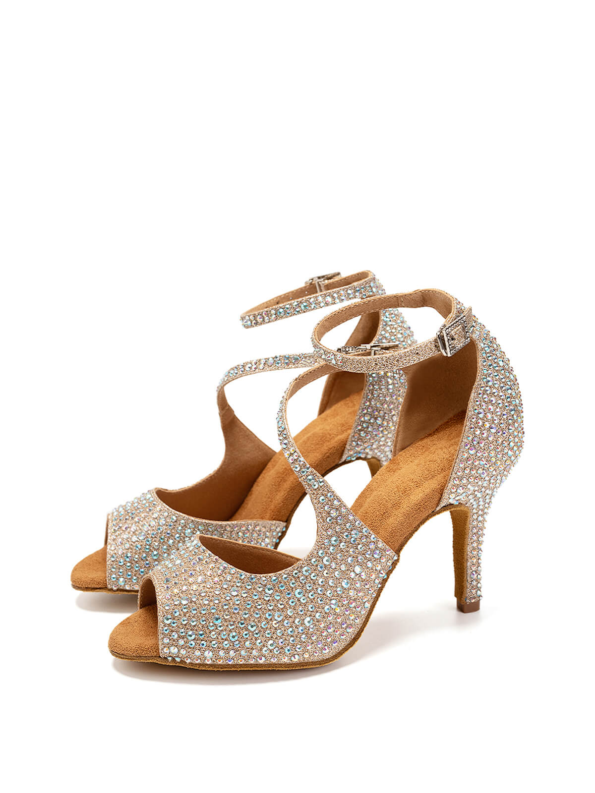 Gold Rhinestone Latin Ballroom Dance Shoes