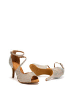 Gold Rhinestone Latin Ballroom Dance Shoes
