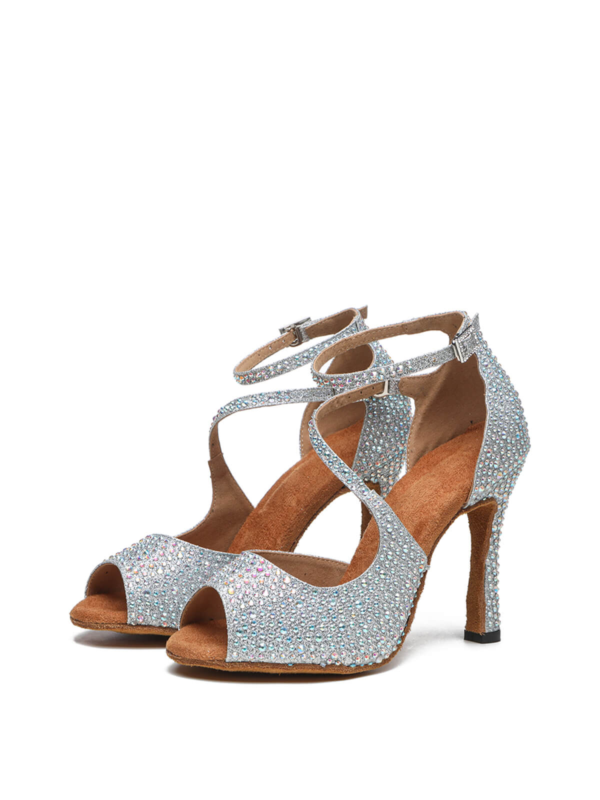 Silver Rhinestone Latin Ballroom Dance Shoes