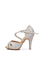 Silver Studded With Diamonds Latin Shoes