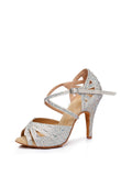 Silver Studded With Diamonds Latin Shoes