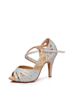 Silver Studded With Diamonds Latin Shoes