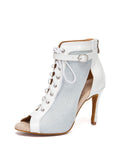 Silver-White Matte Lace-up Dance Shoes
