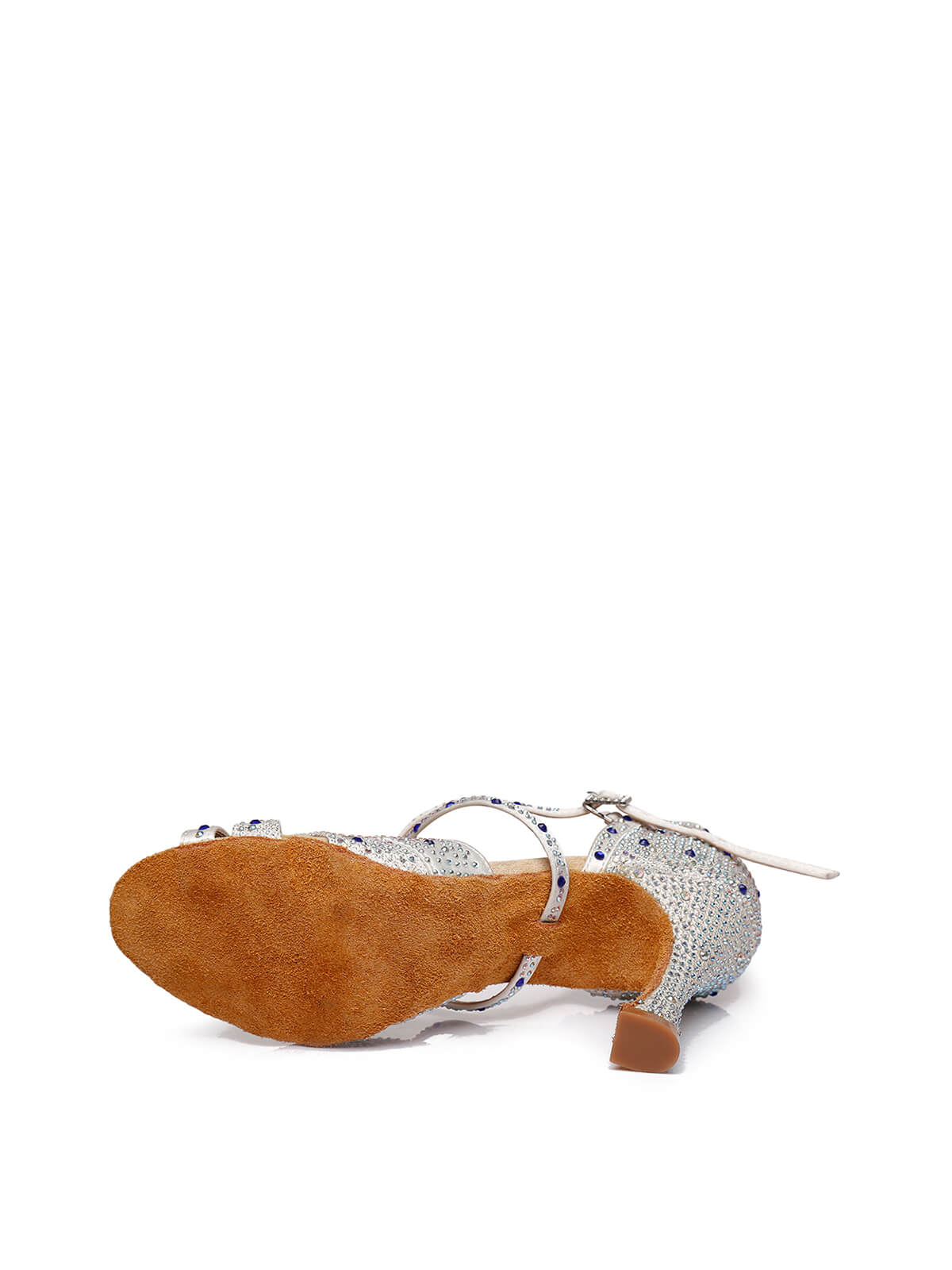 White Satin Rhinestone Peep Toe Latin Tango Shoes
