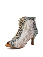 White Snake Lace Patent Leather Dance Boots