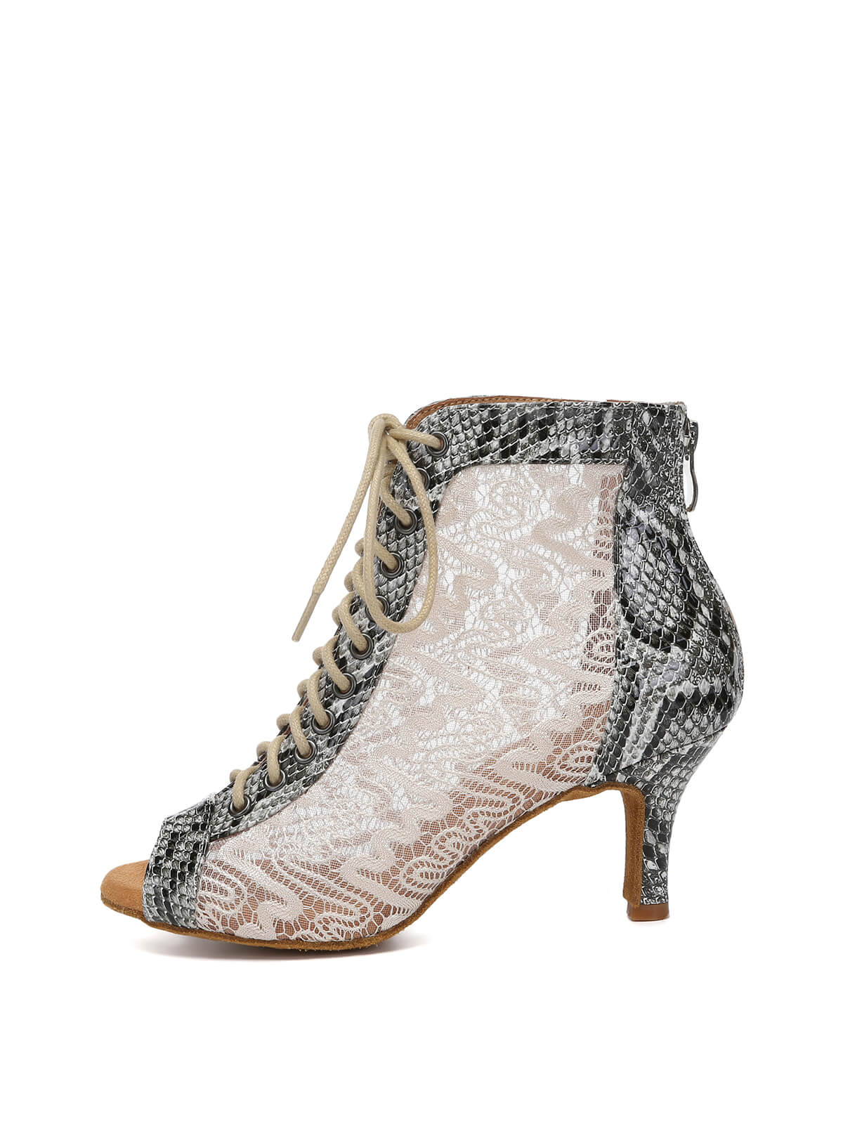 White Snake Lace Patent Leather Dance Boots
