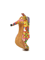 Yellow Printed Satin Pumps