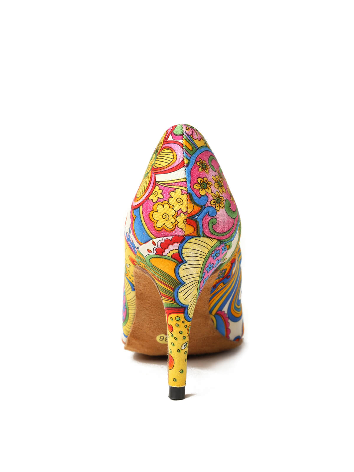 Yellow Printed Satin Pumps